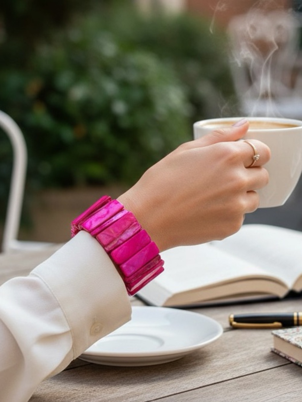Hot Pink Chunky Statement Stretch Bracelet